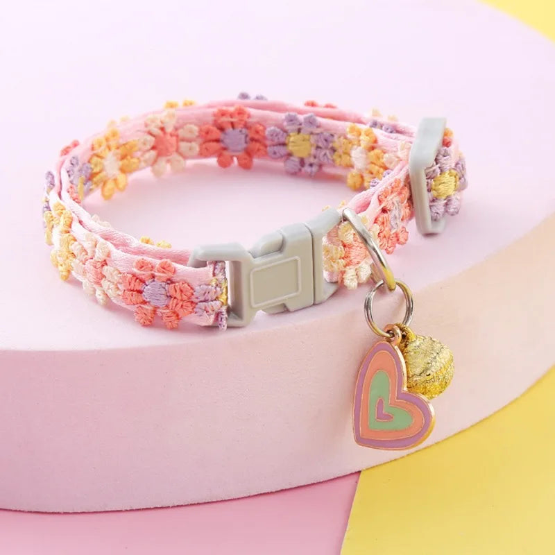 Rainbow Flower Cat Collar