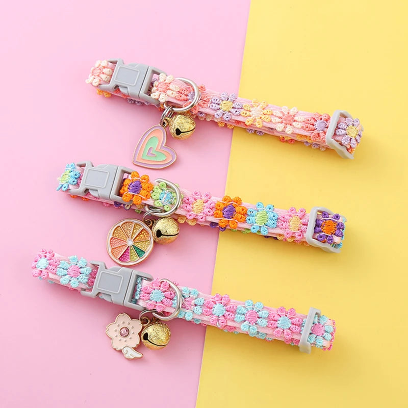 Rainbow Flower Cat Collar