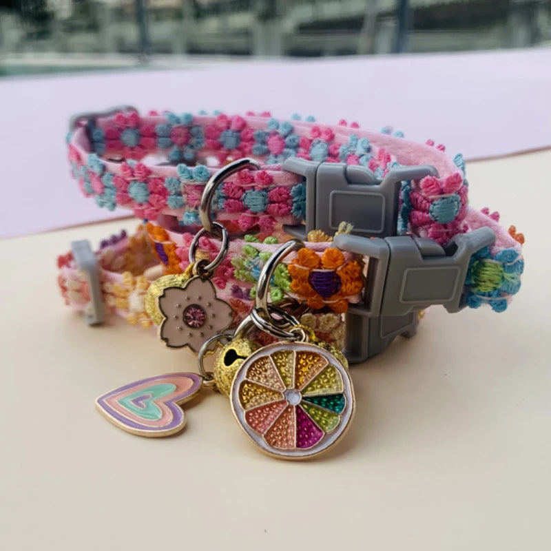 Rainbow Flower Cat Collar