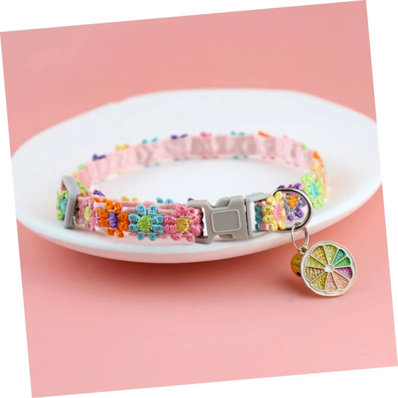 Rainbow Flower Cat Collar