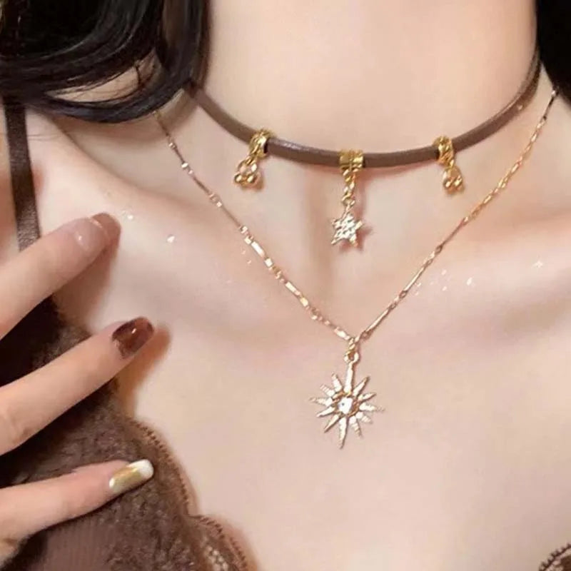 Cross Crystal Tassel Necklace