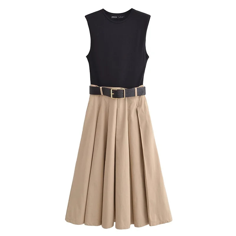 Women's Belted Midi Dress