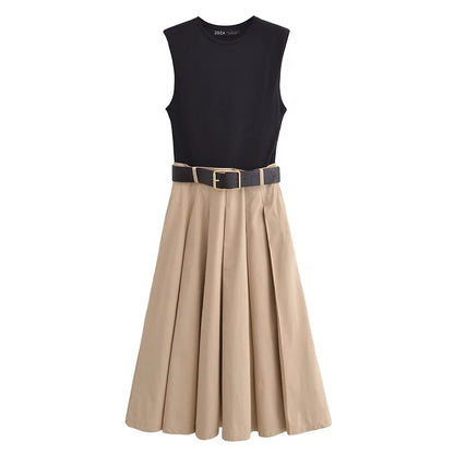 Women's Belted Midi Dress