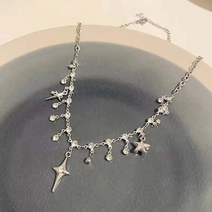 Cross Crystal Tassel Necklace
