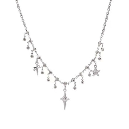 Cross Crystal Tassel Necklace