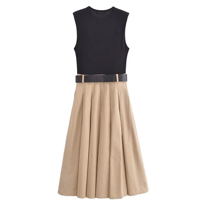 Women's Belted Midi Dress
