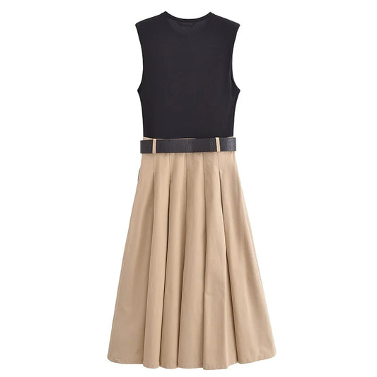 Women's Belted Midi Dress