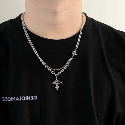 Cross Crystal Tassel Necklace